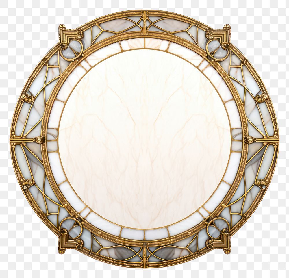 PNG  Oval art nouveau photo gold white background.