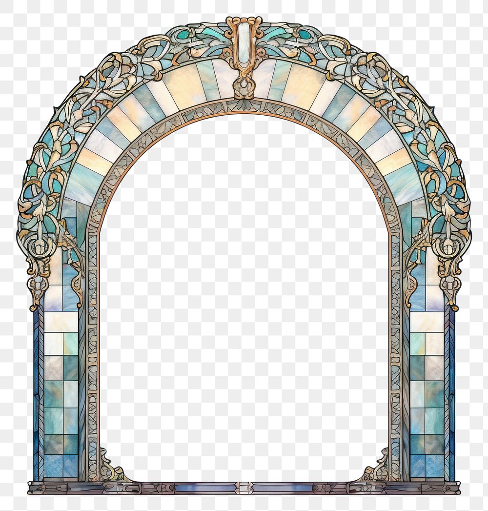 PNG  Arch art nouveau architecture white background entrance