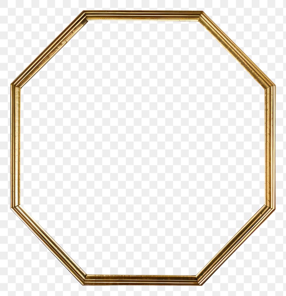 PNG  Octagon frame photo gold