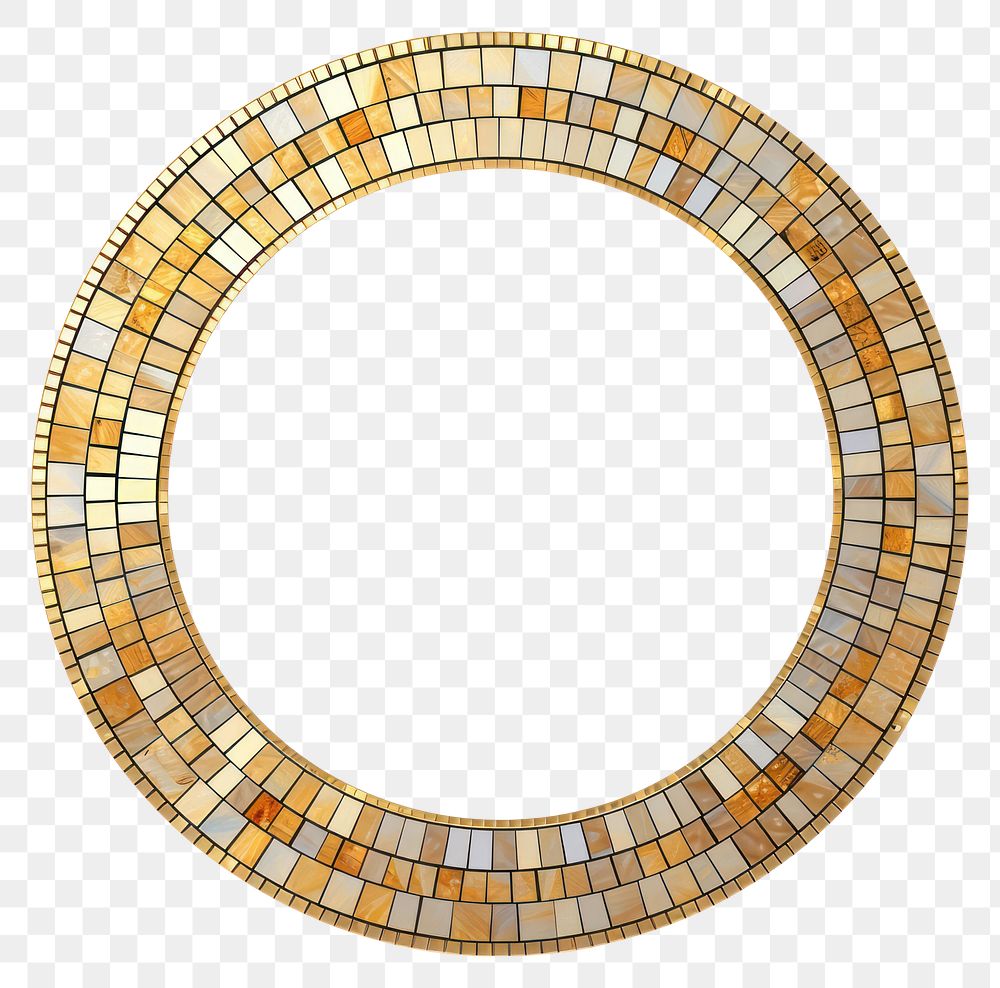 PNG  Circle frame mosaic gold art.