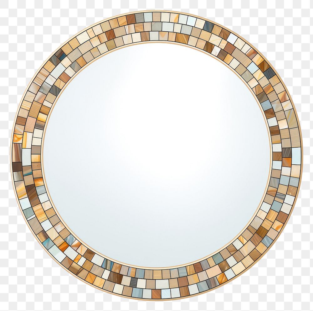 PNG  Circle frame mosaic mirror white background.