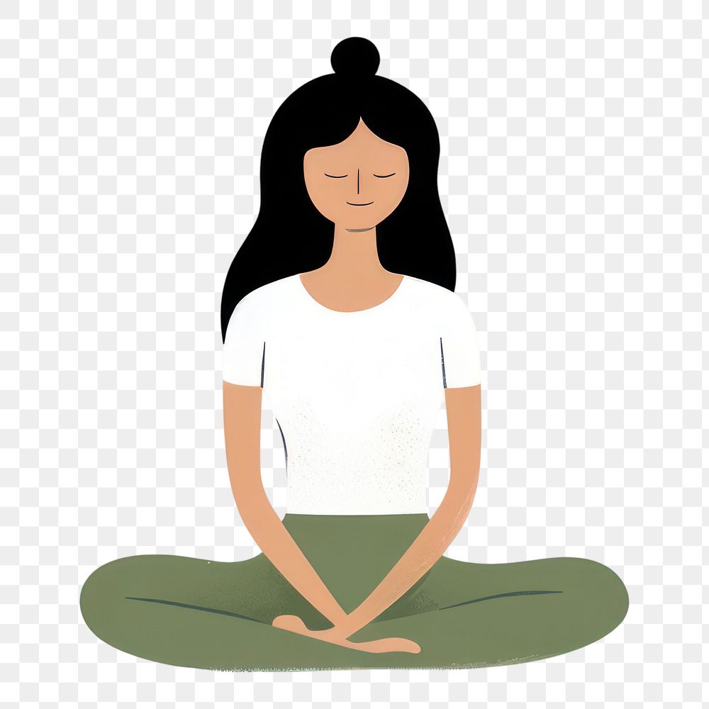 PNG  Girl in yoga adult cross-legged spirituality. AI generated Image by rawpixel.