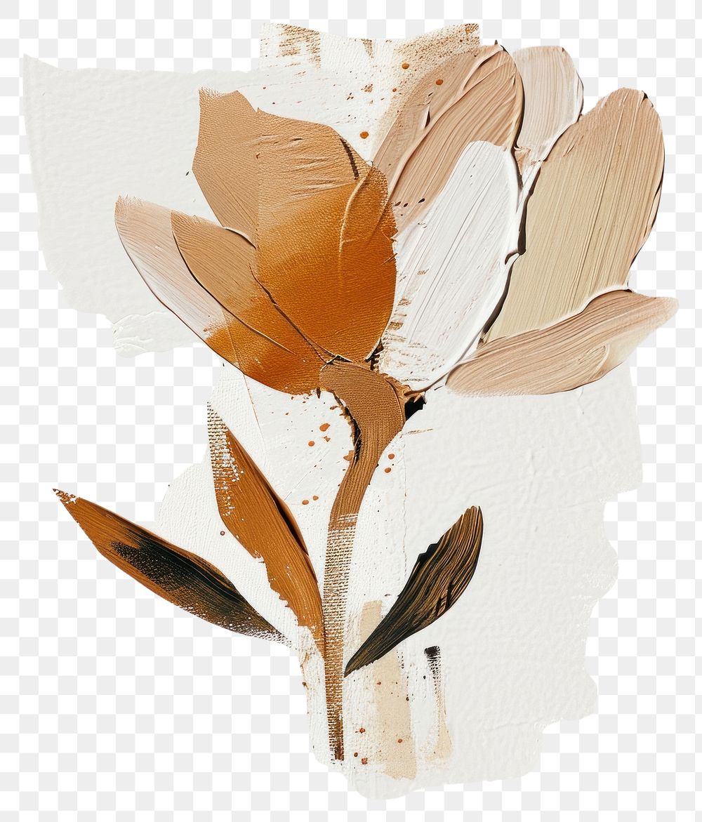 PNG Flower with a brown brush stroke painting art plant.