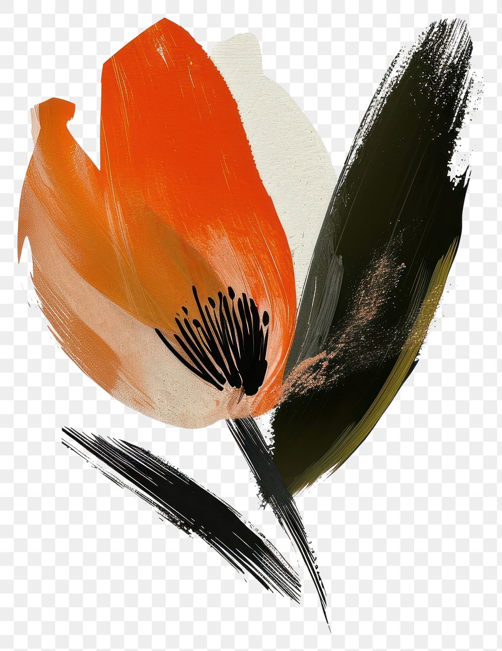 PNG Flower with a brown brush stroke painting art petal