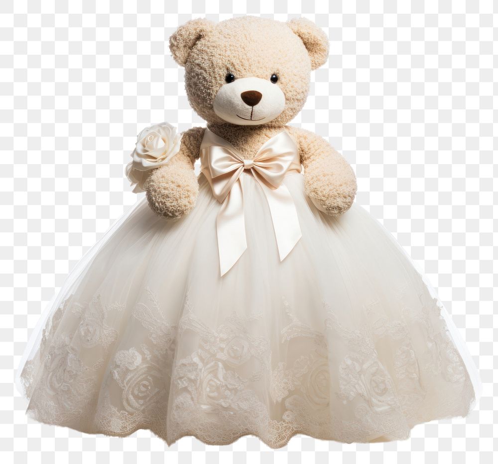 PNG Teddy Bear dress fashion wedding.