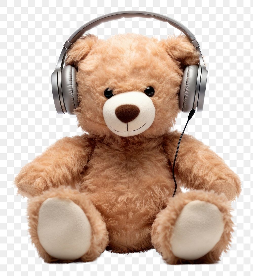 PNG Teddy Bear headphones headset plush.