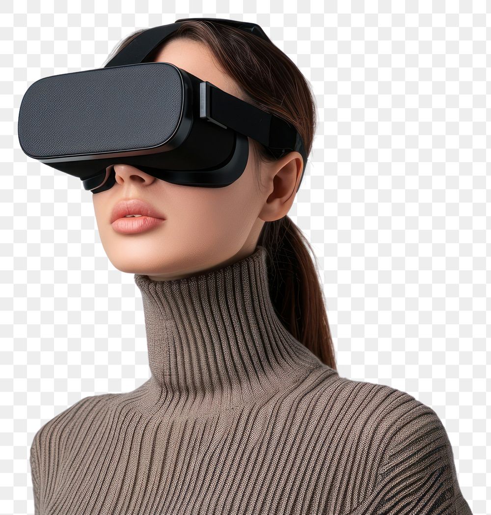 PNG  Woman wearing VR glasses futuristic photography sunglasses portrait.