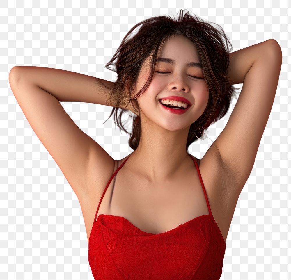 PNG  Laughing portrait adult relaxation. AI generated Image by rawpixel.