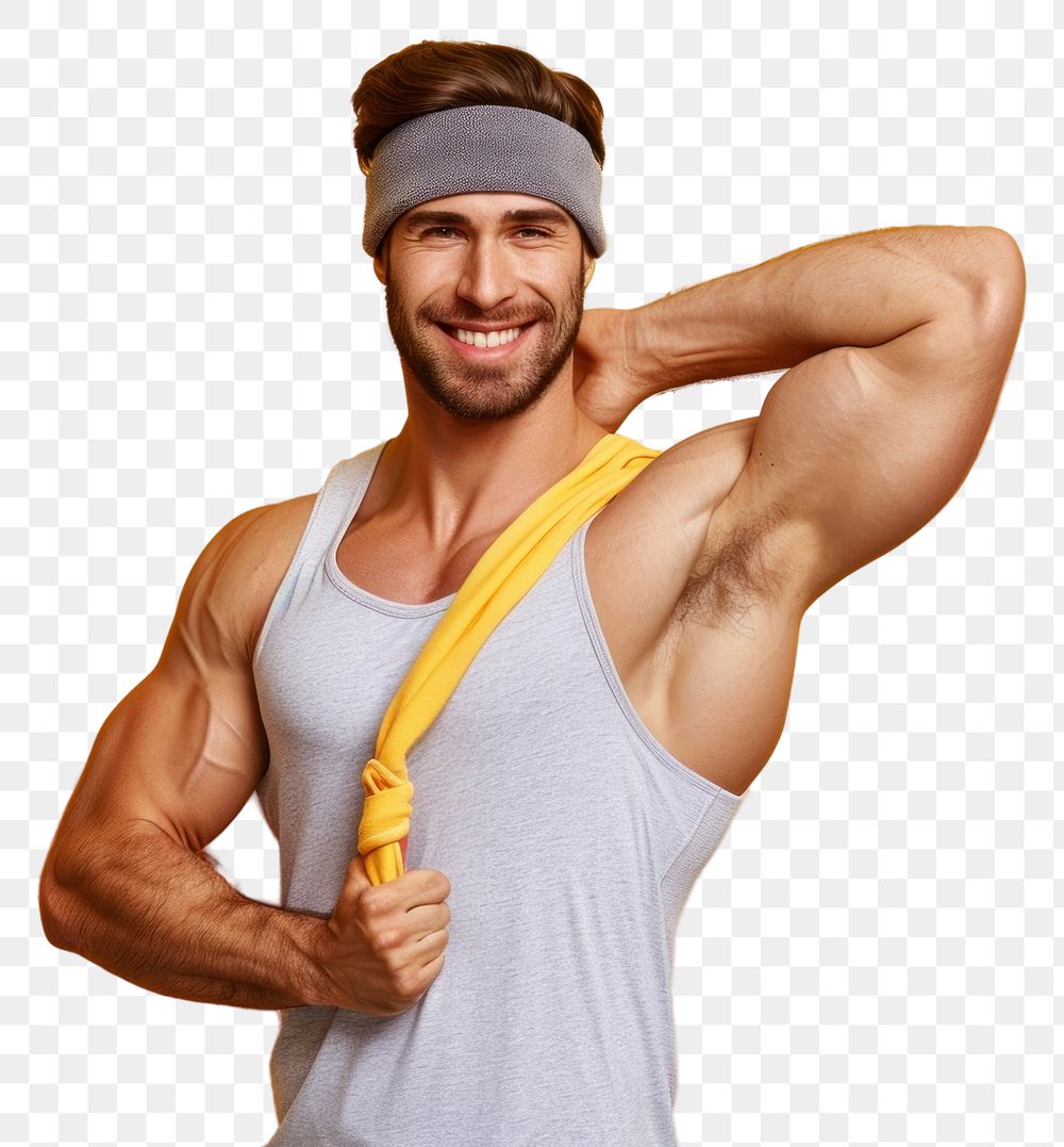 PNG  Fitness adult happy bodybuilding. AI generated Image by rawpixel.