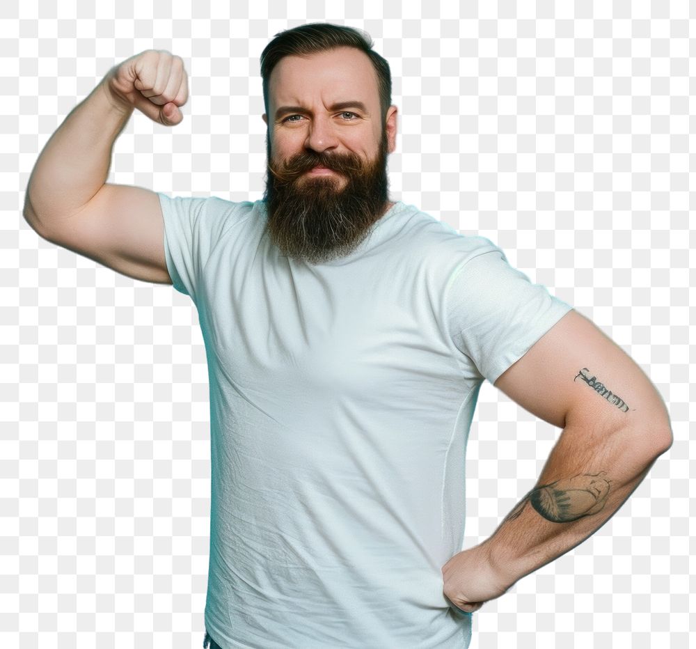 PNG  Fitness tattoo beard adult. AI generated Image by rawpixel.