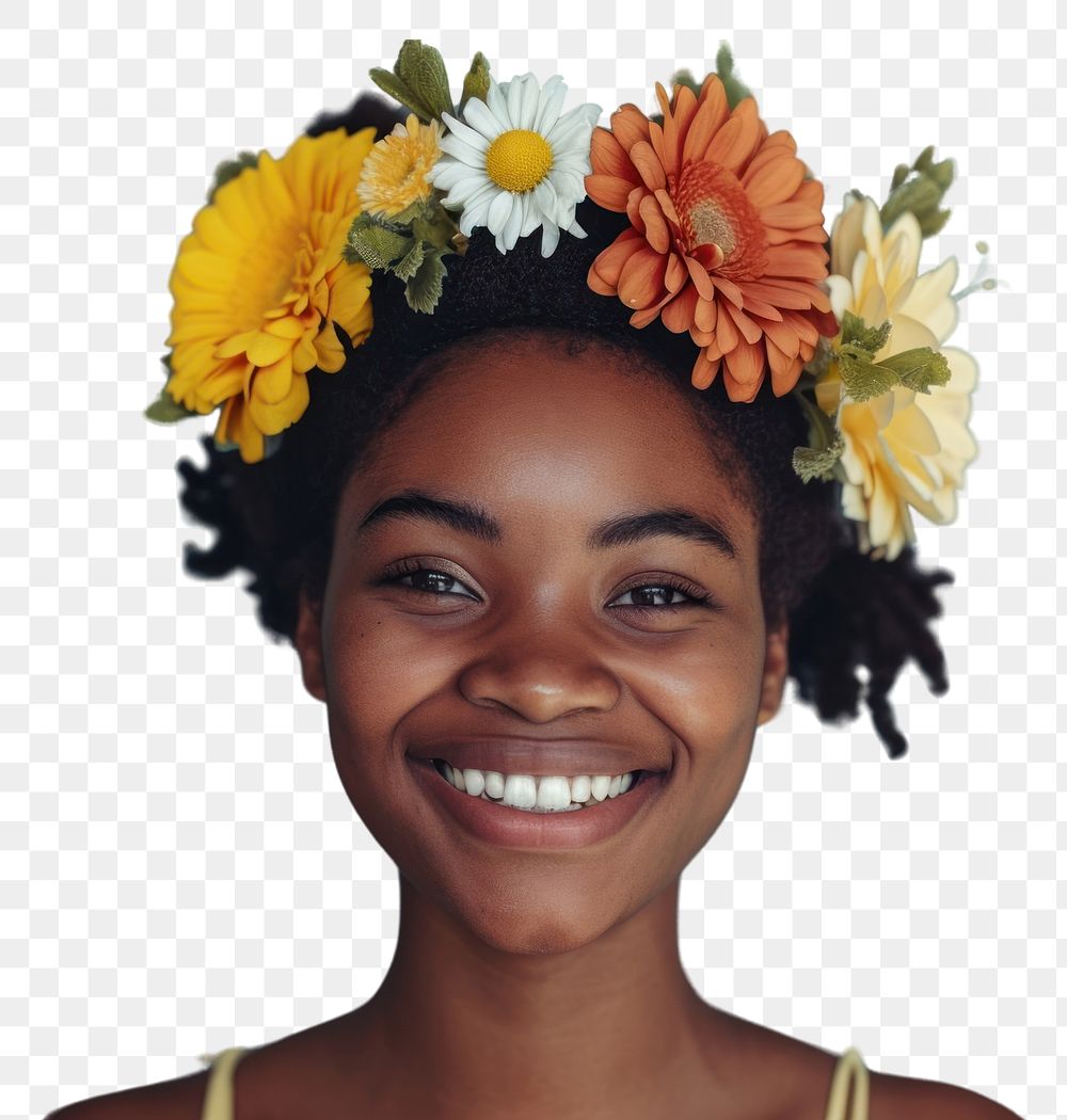 PNG Young african american woman flower portrait adult.
