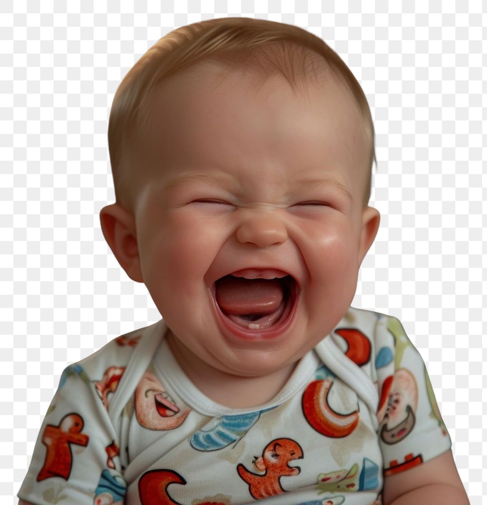 PNG Baby laughing frustration relaxation innocence.