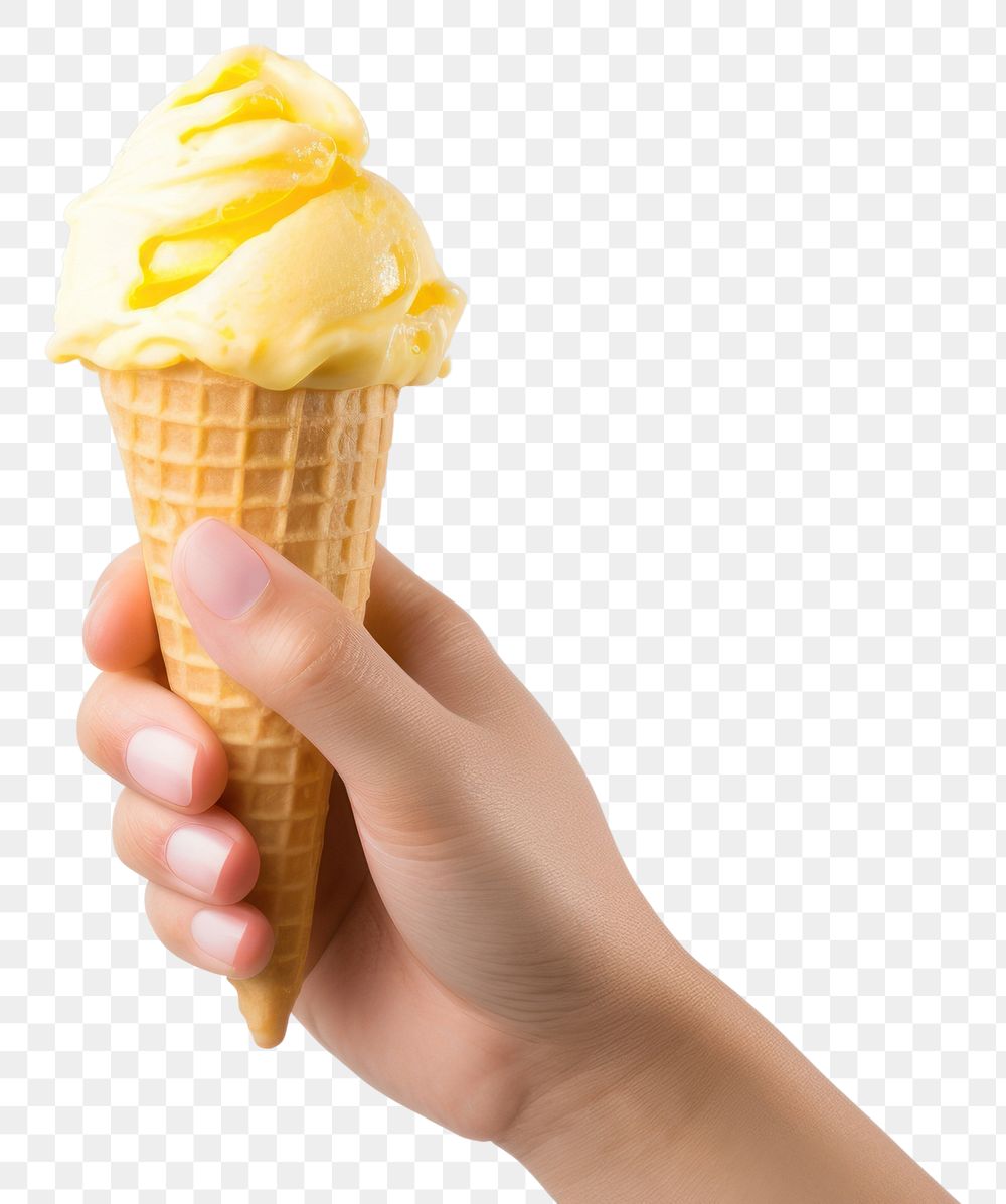 PNG  A female hand holding an ice cream cone dessert food milkshake. AI generated Image by rawpixel.