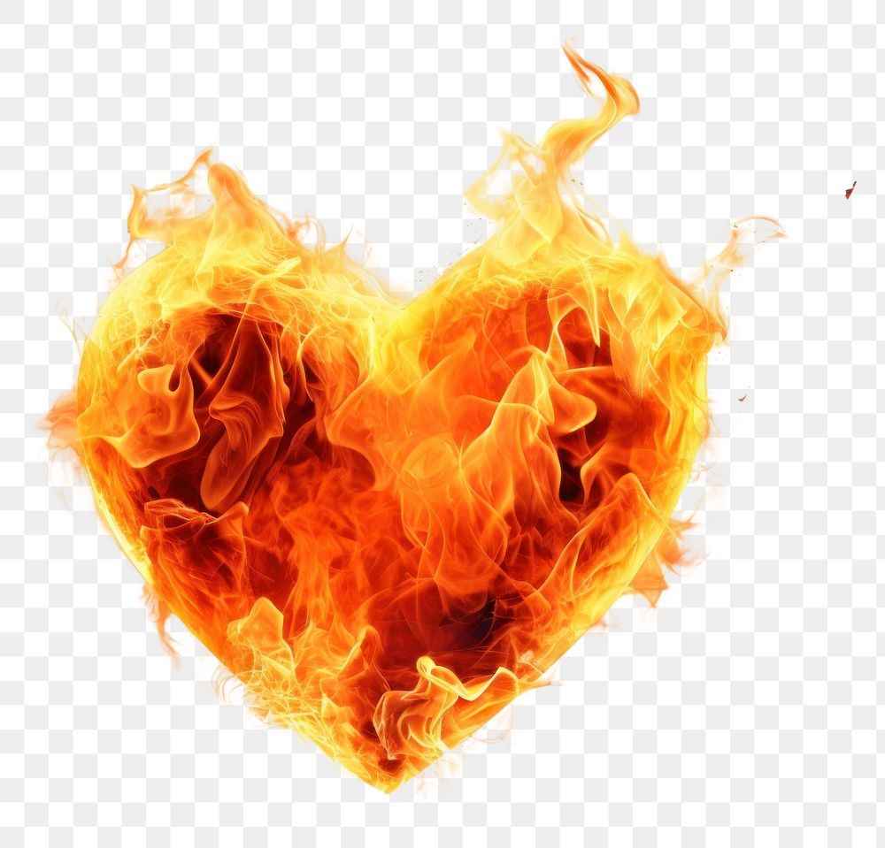 PNG Heart-shaped fire flame white background creativity exploding.