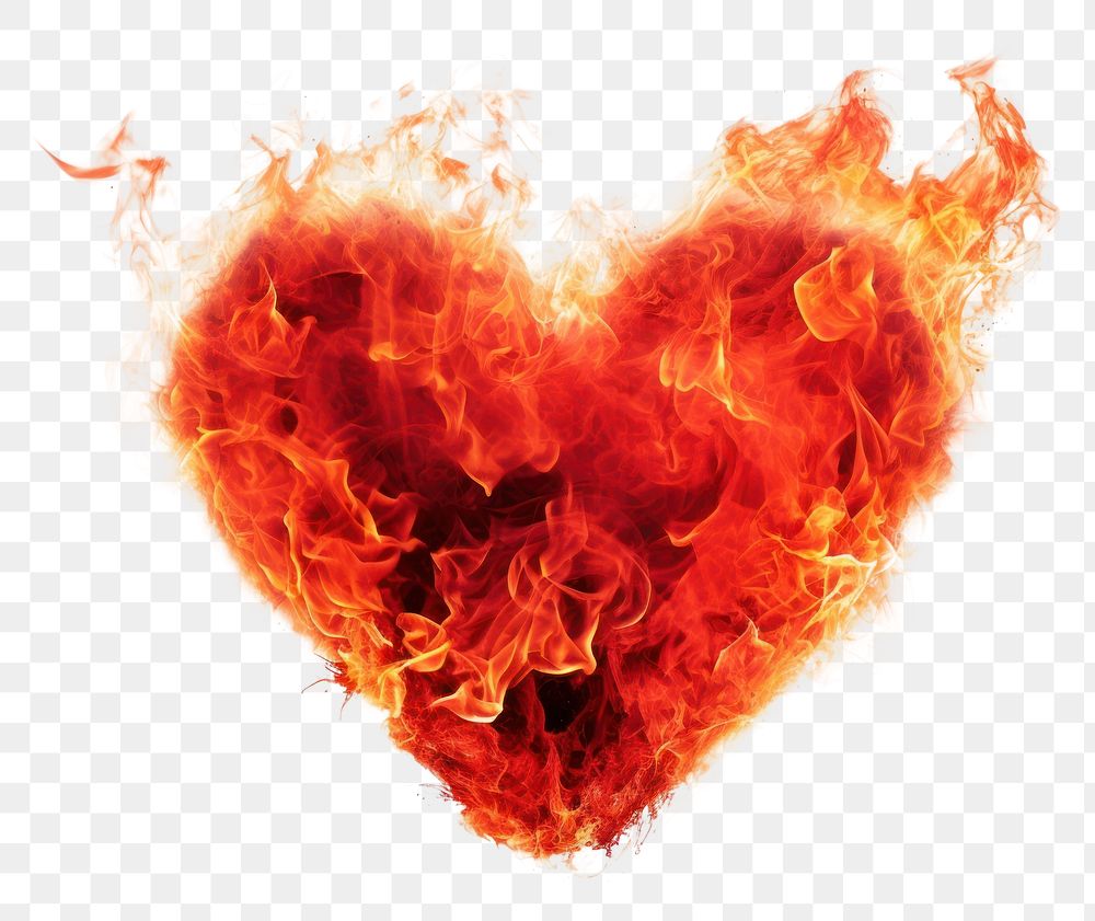 PNG Heart-shaped fire flame white background creativity glowing.