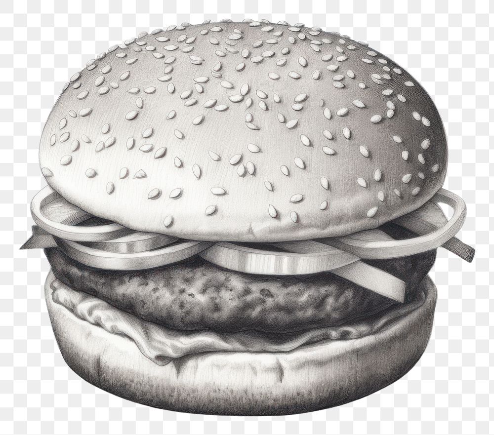 PNG Burger sketch food monochrome. AI generated Image by rawpixel.