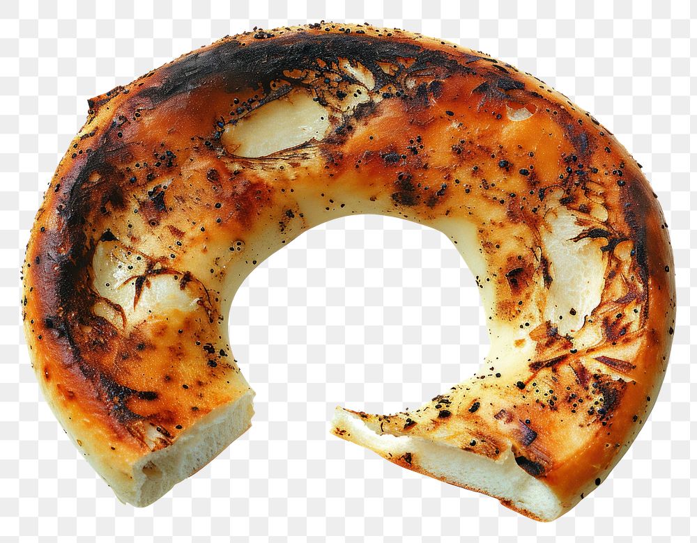 PNG  Bagel burnt bread food white background.