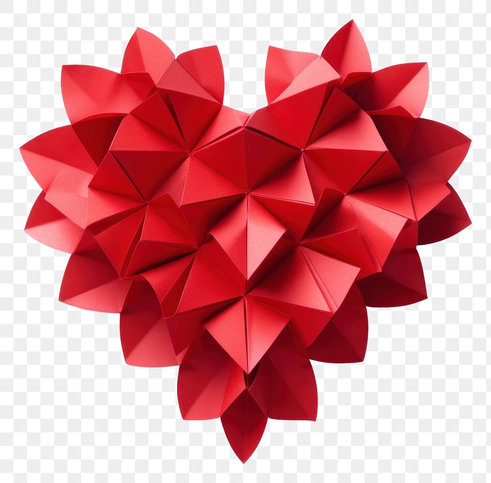 PNG Paper heart shape origami red white background.