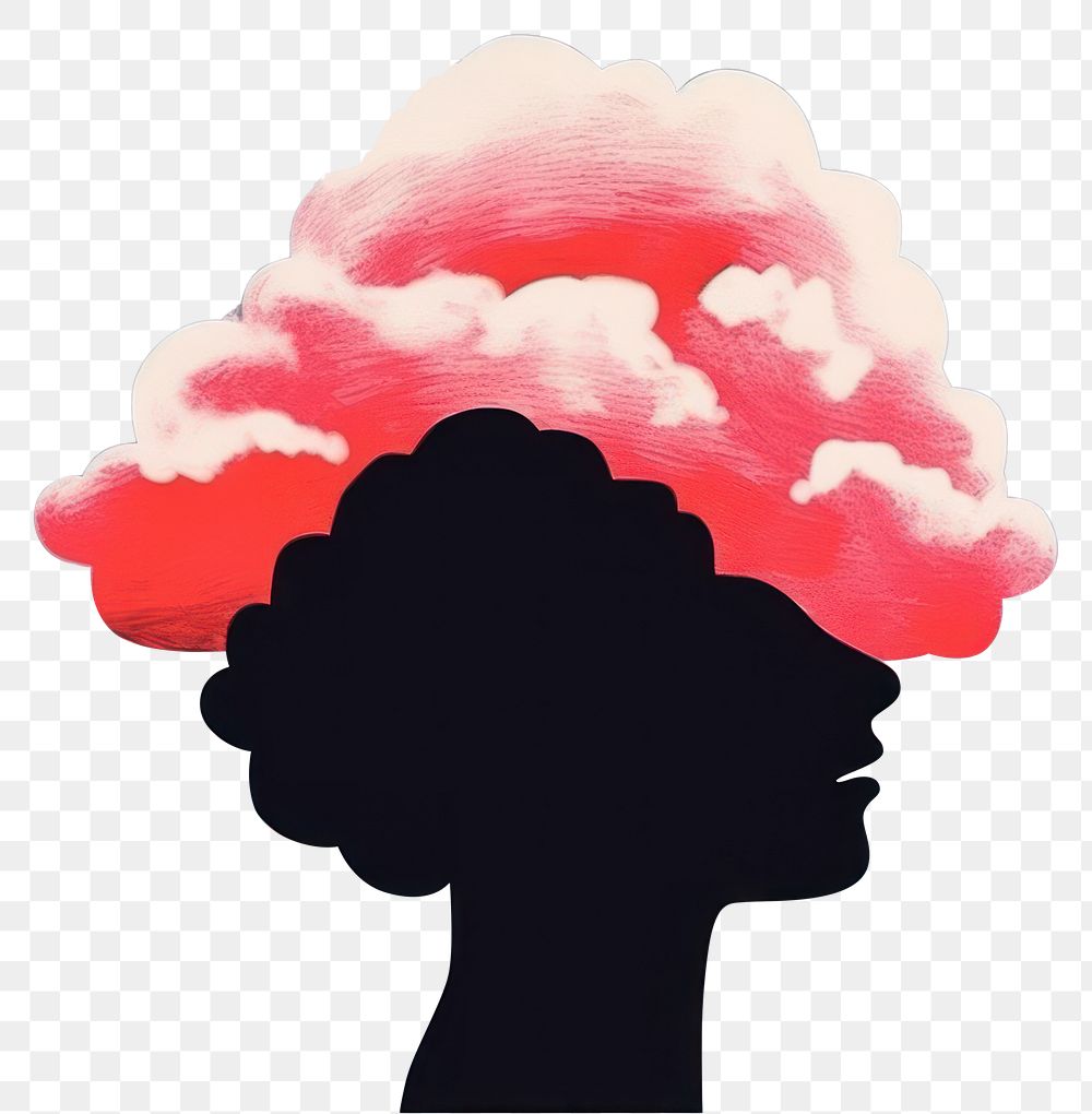PNG  Silhouette shape of a women with a single flower and cloud nature art sky. AI generated Image by rawpixel.