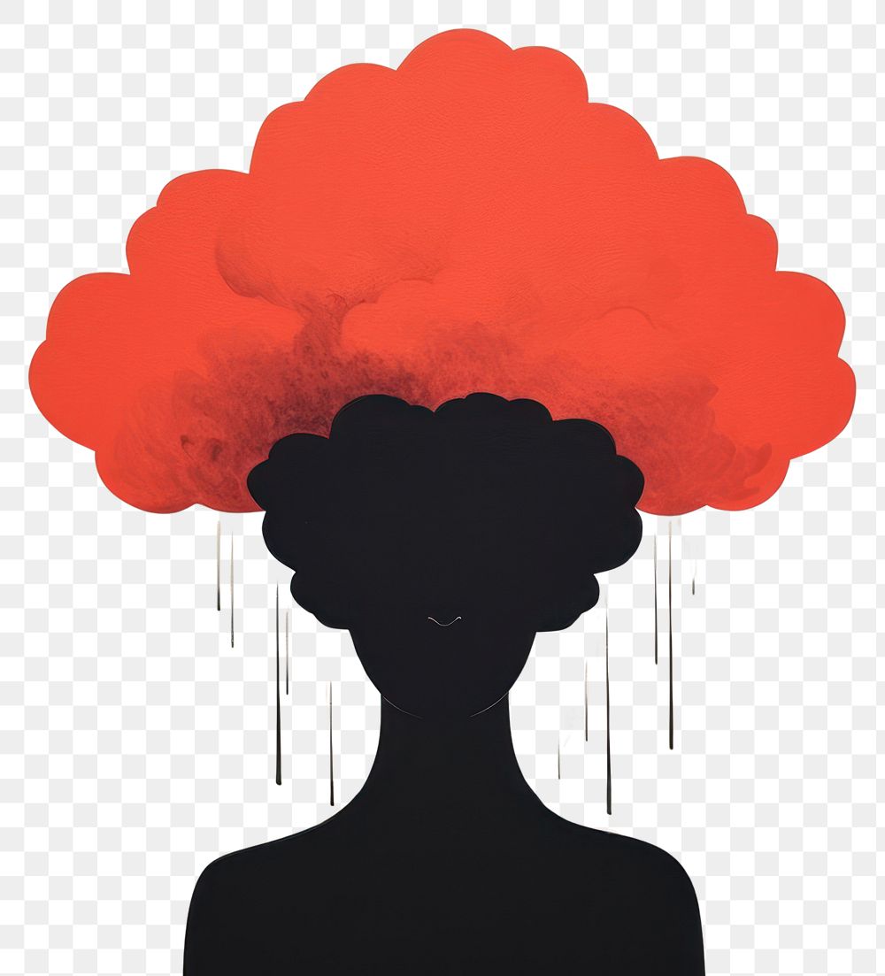 PNG  Silhouette shape of a women with a single flower and cloud adult art creativity. AI generated Image by rawpixel.