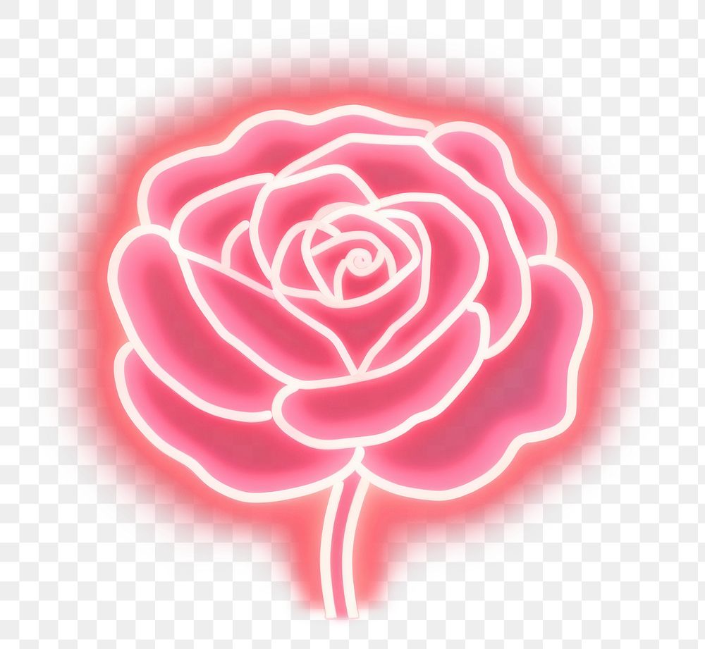 PNG Light neon rose flower. AI generated Image by rawpixel.