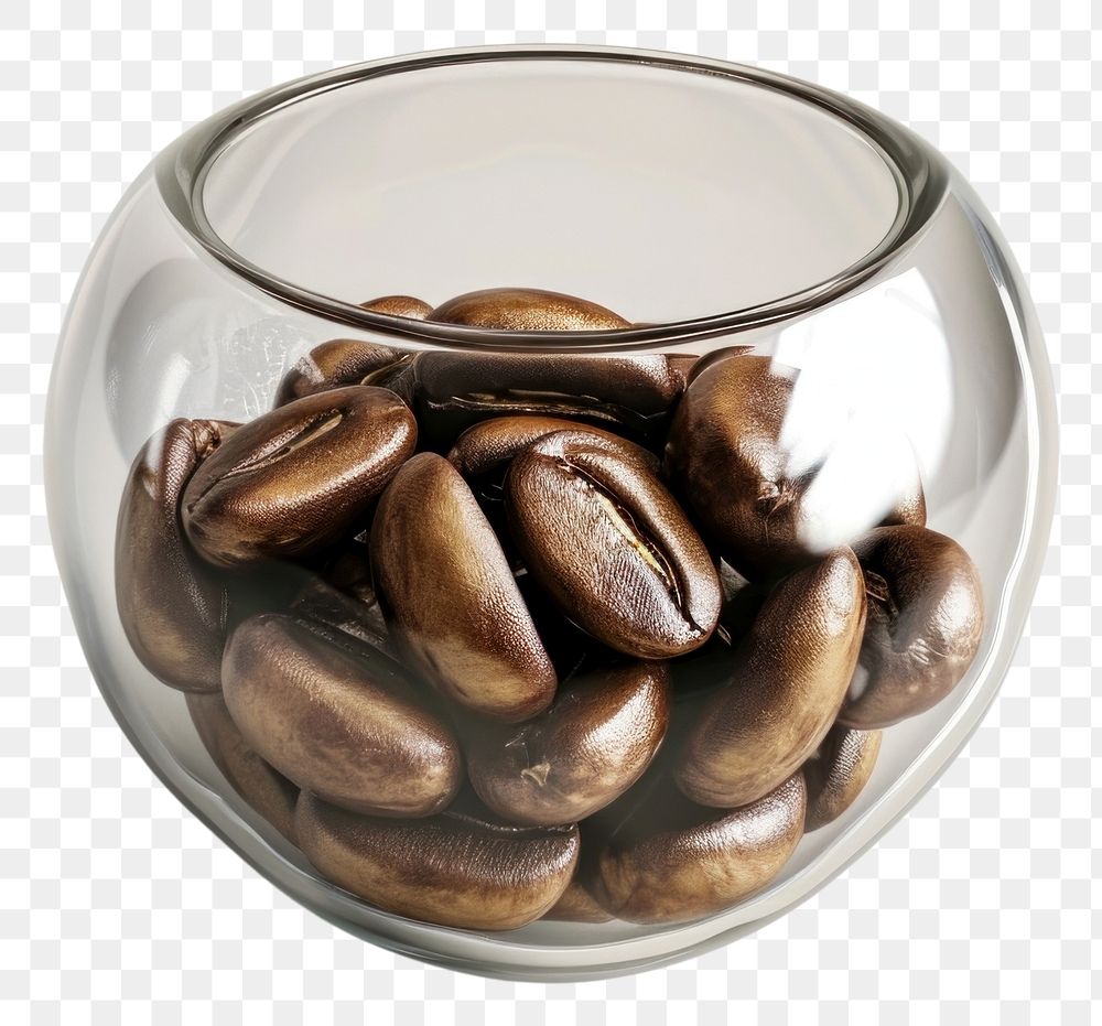 PNG Coffee bean icon transparent glass white background.