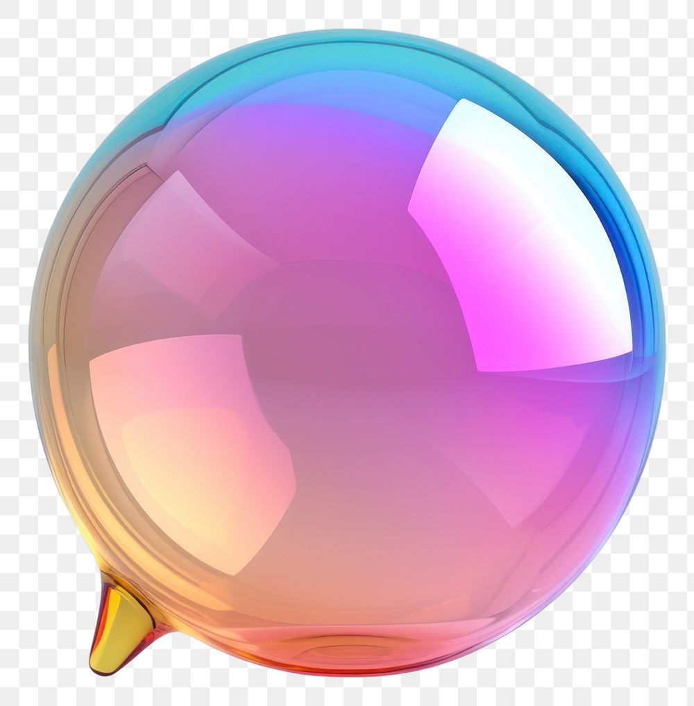 PNG Color speech bubble sphere glass white background.