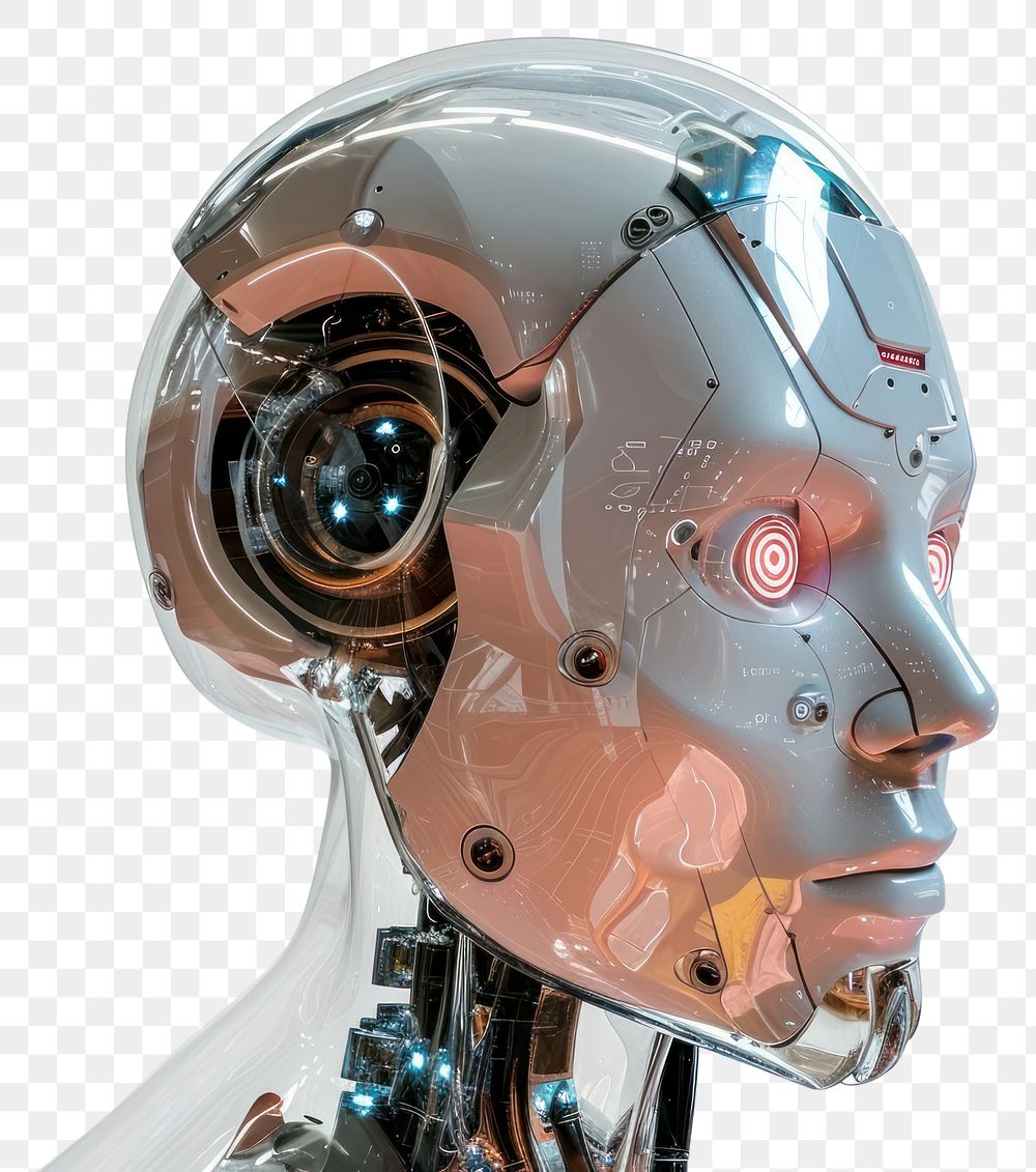 PNG Robot head icon technology futuristic science.