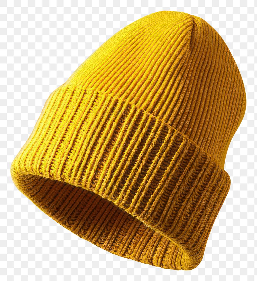 PNG Beanie mockup yellow yellow background headwear.