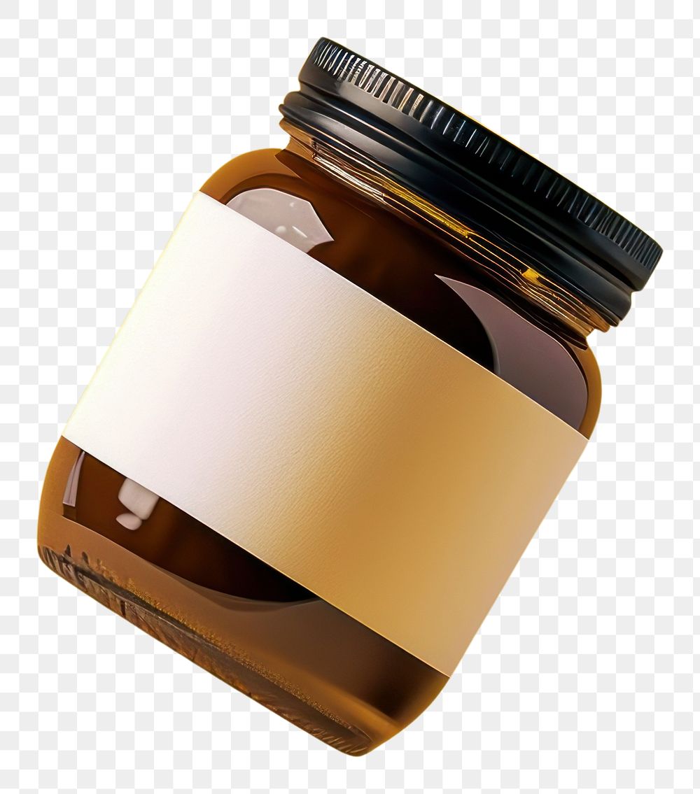 PNG Jam jar label mockup yellow bottle yellow background.