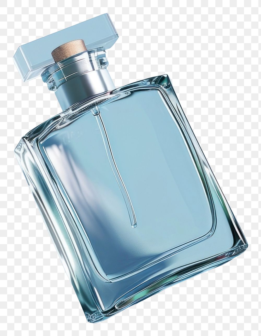 PNG Perfum glass bottle mockup cosmetics perfume blue.