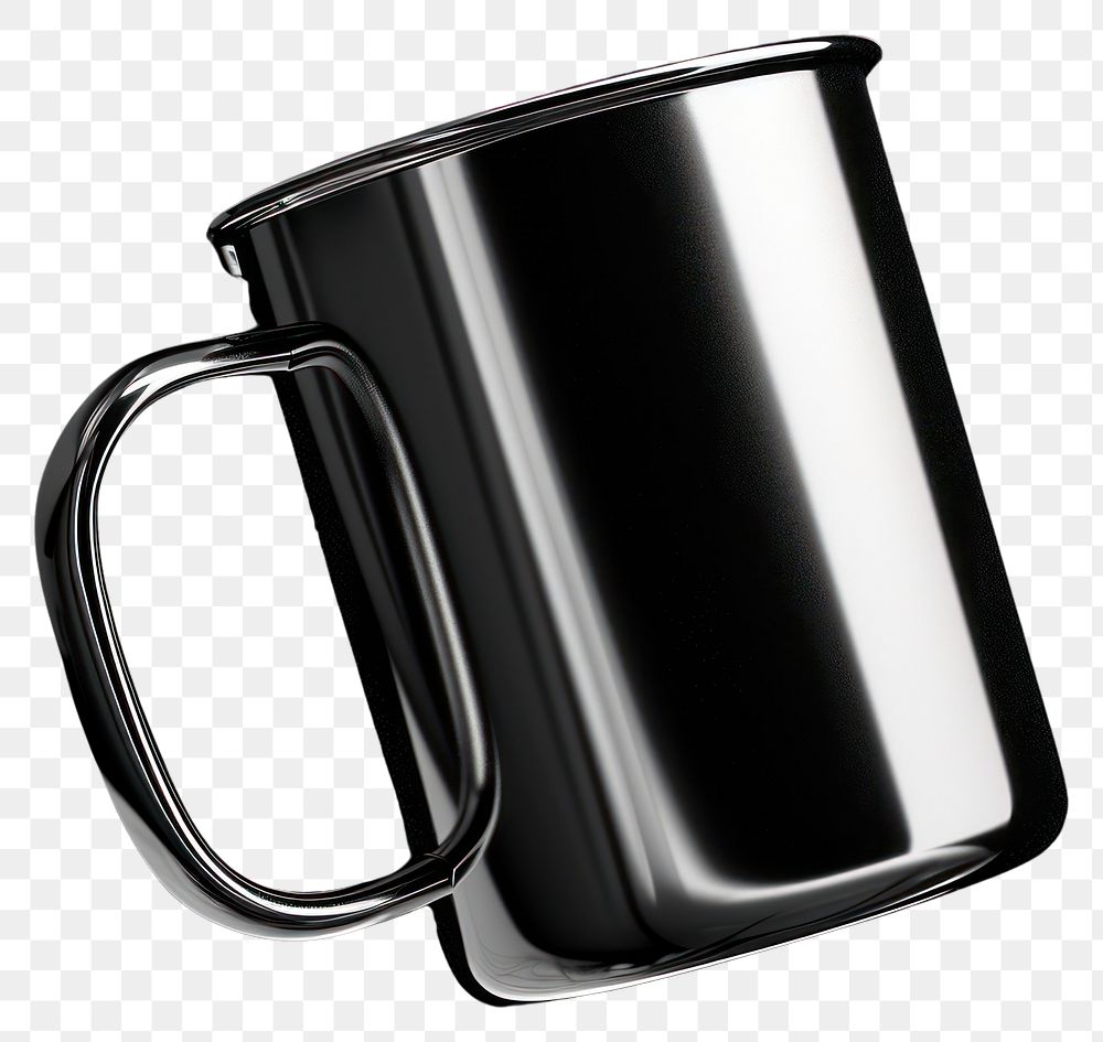 PNG  Stainless mug mockup coffee glass black.