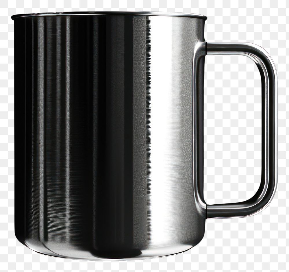 PNG  Stainless mug mockup coffee glass black.