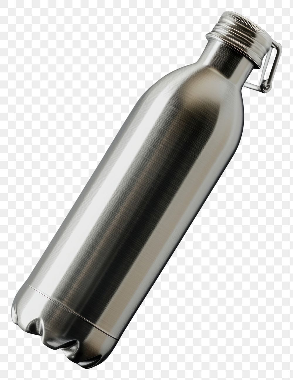 PNG  Stainless water bottle mockup gray background refreshment drinkware.