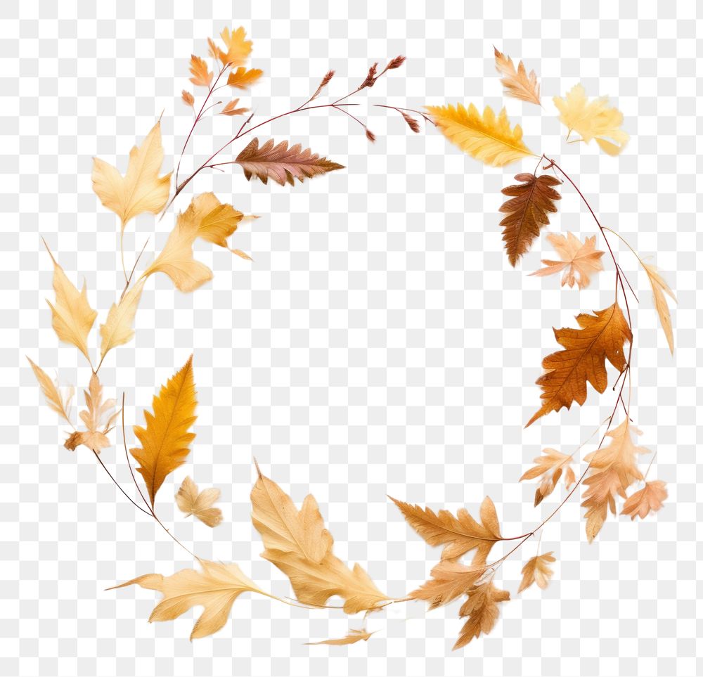 PNG Real Pressed autumn leaves wreath plant leaf.