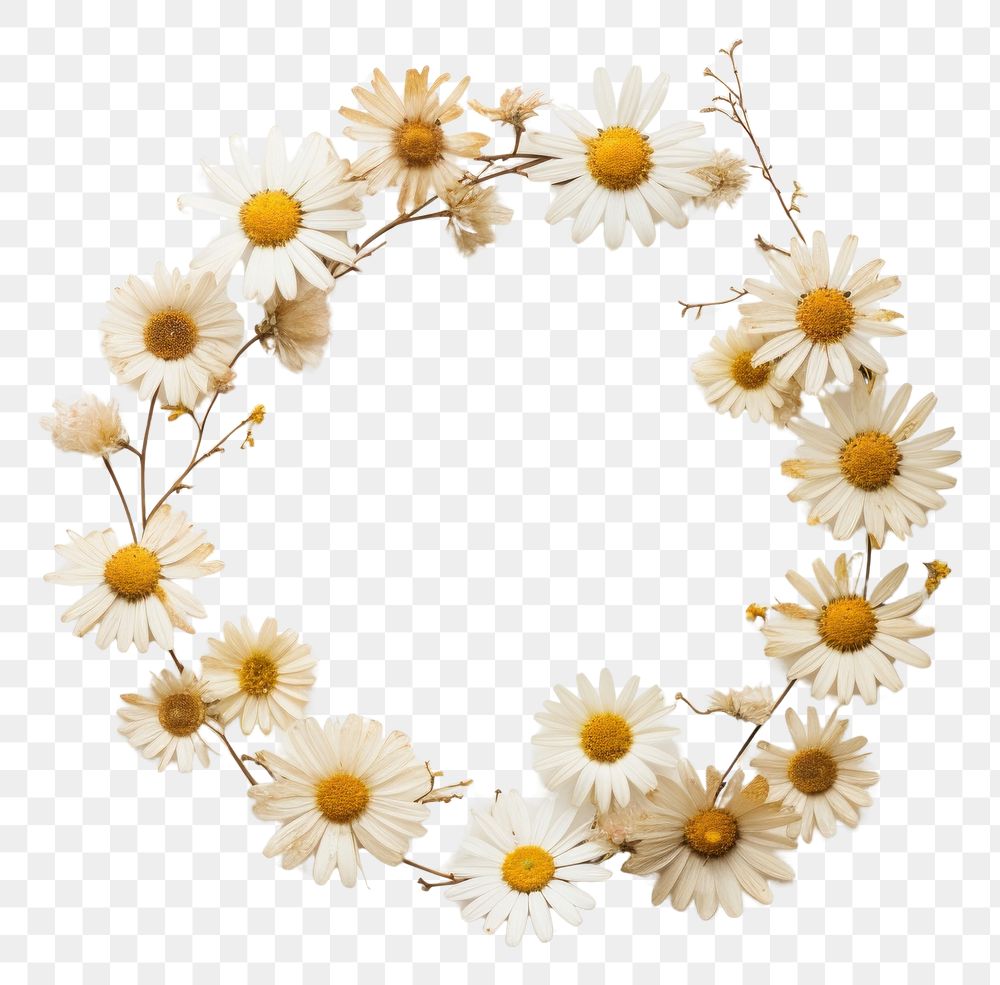 PNG Real Pressed daisy flower wreath petal.