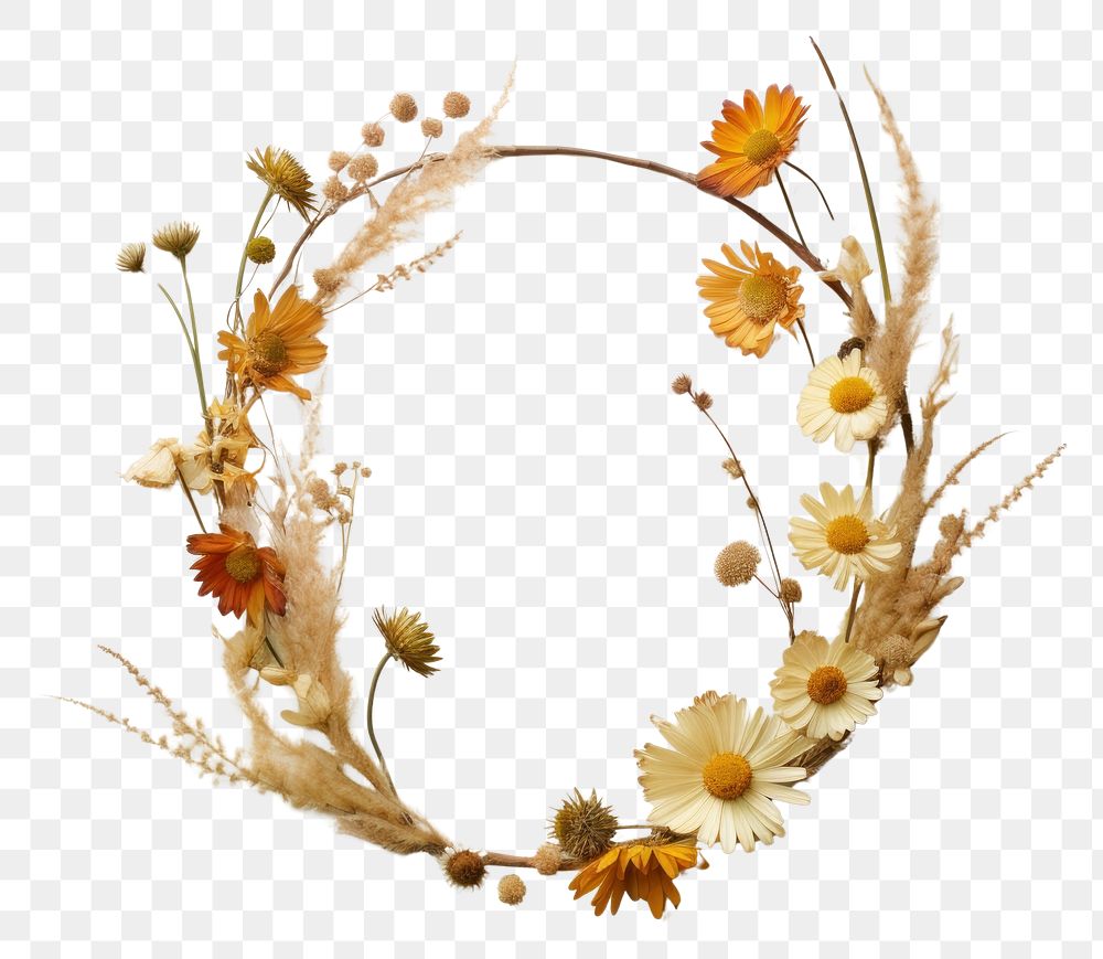 PNG Real Pressed daisy flower wreath plant.