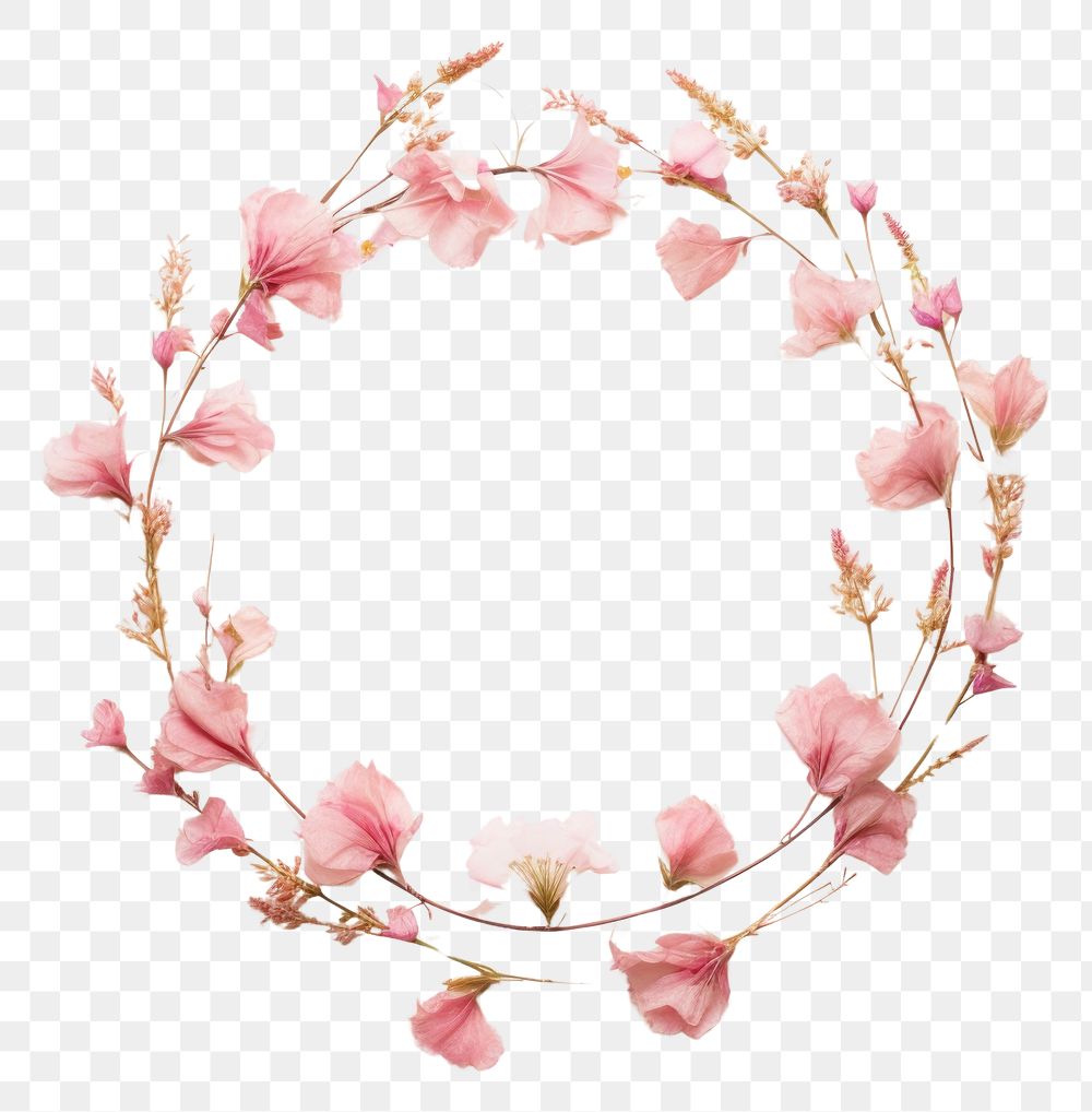 PNG Real Pressed pink flowers blossom wreath petal.