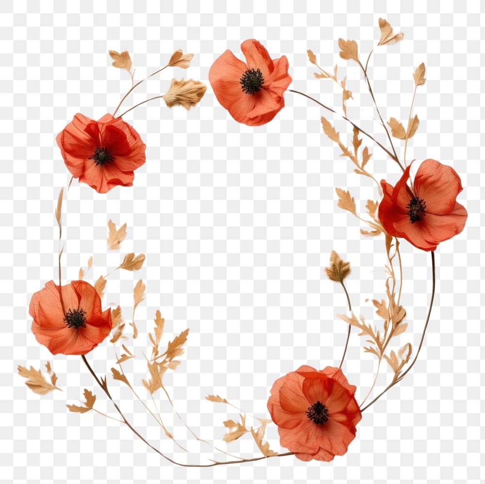 PNG Real Pressed poppy flower wreath plant.