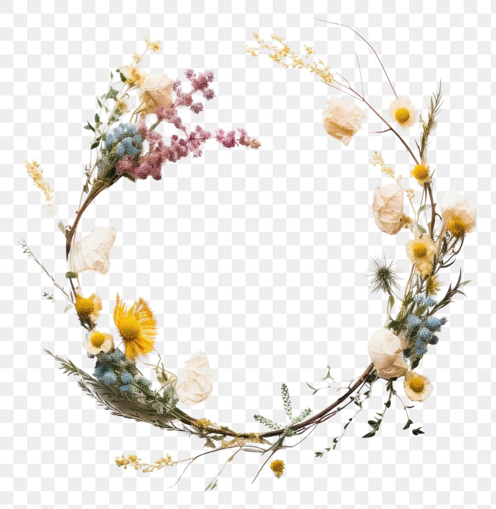 PNG Real Pressed spring flowers wreath plant celebration