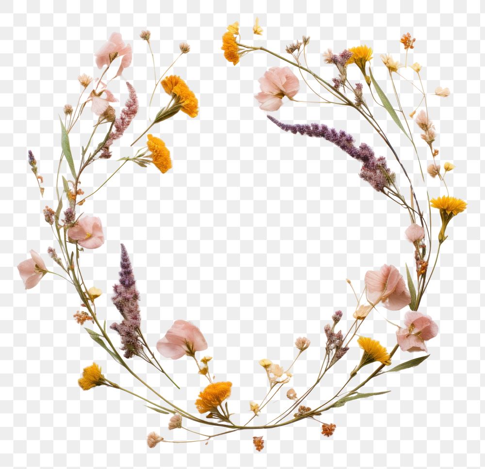 PNG Real Pressed spring flowers wreath plant petal.