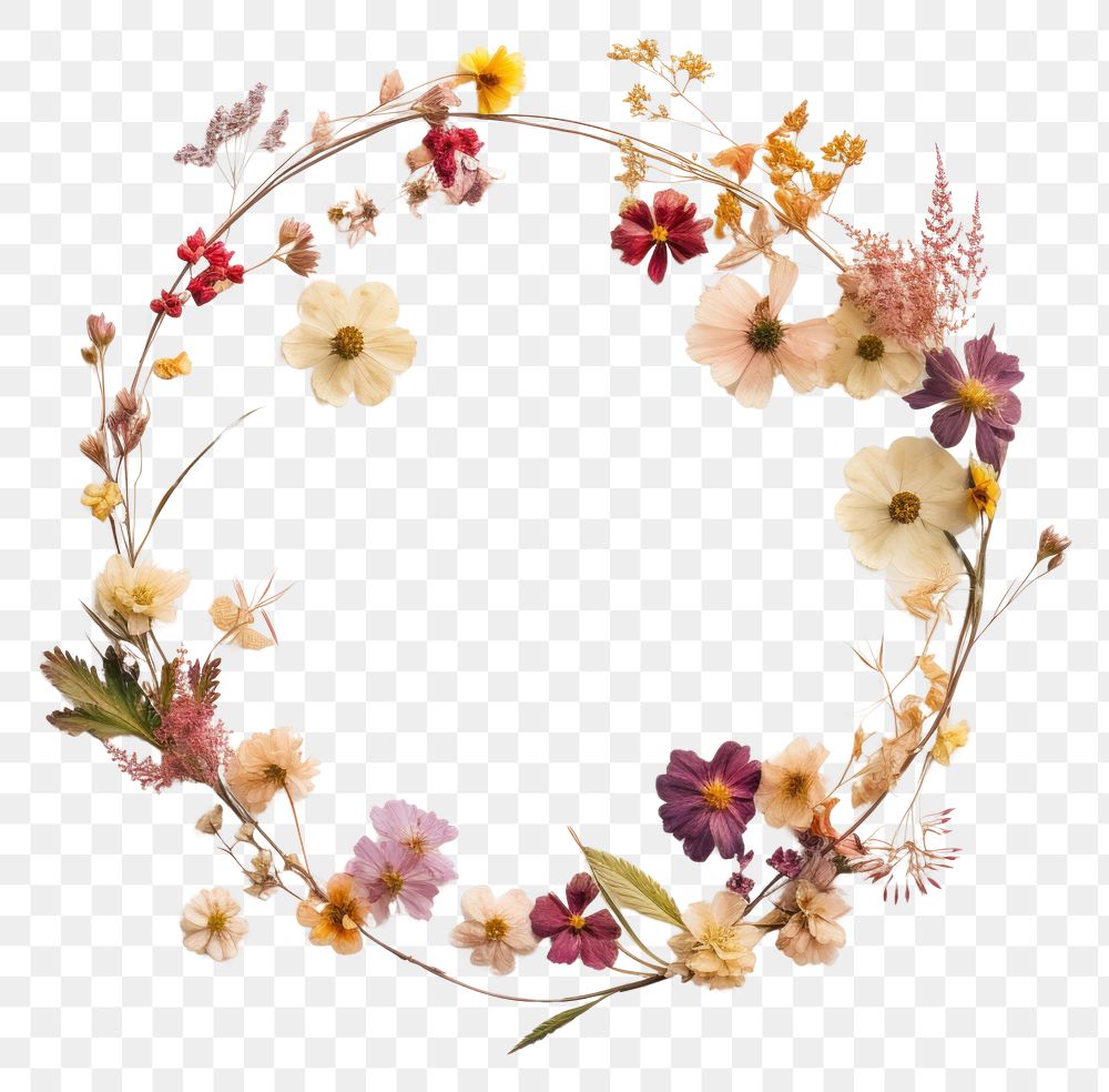 PNG Real Pressed spring flowers wreath plant celebration.