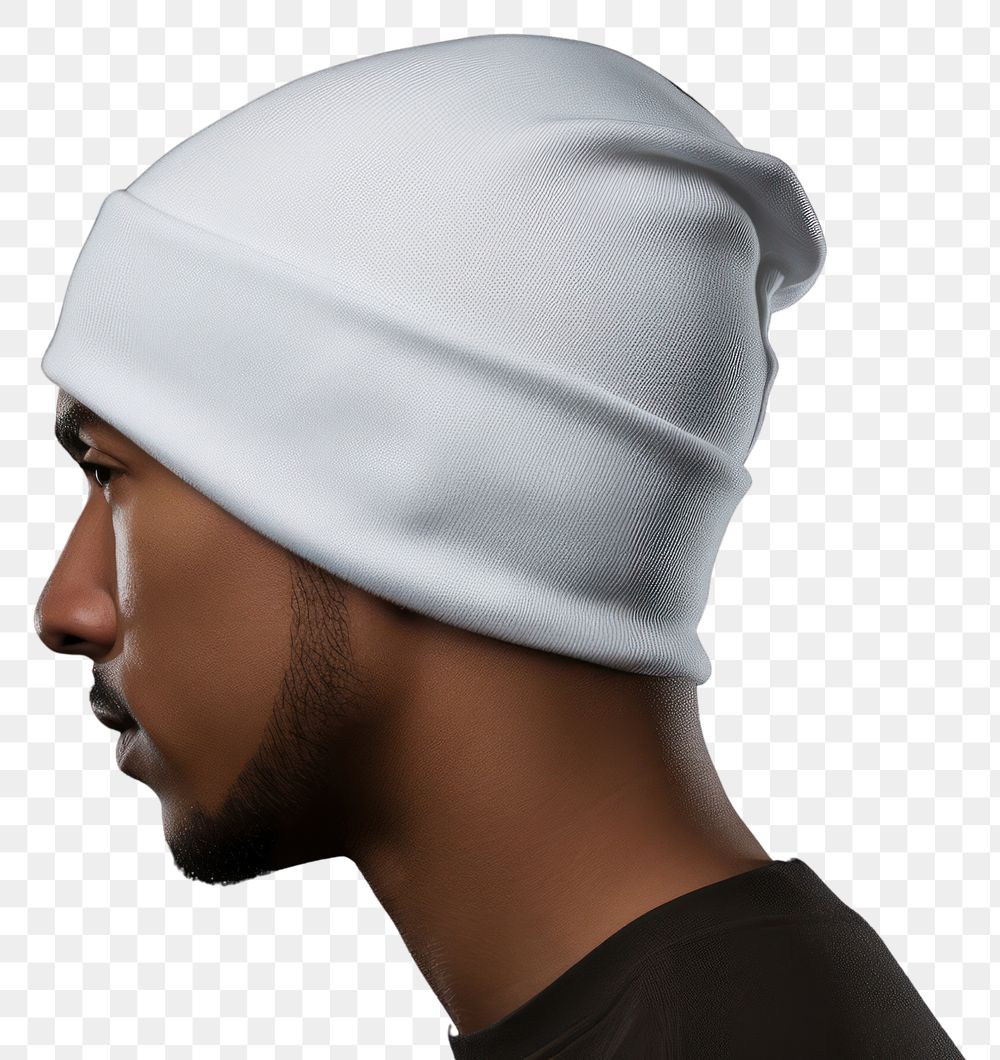PNG Beanie hat white adult man.