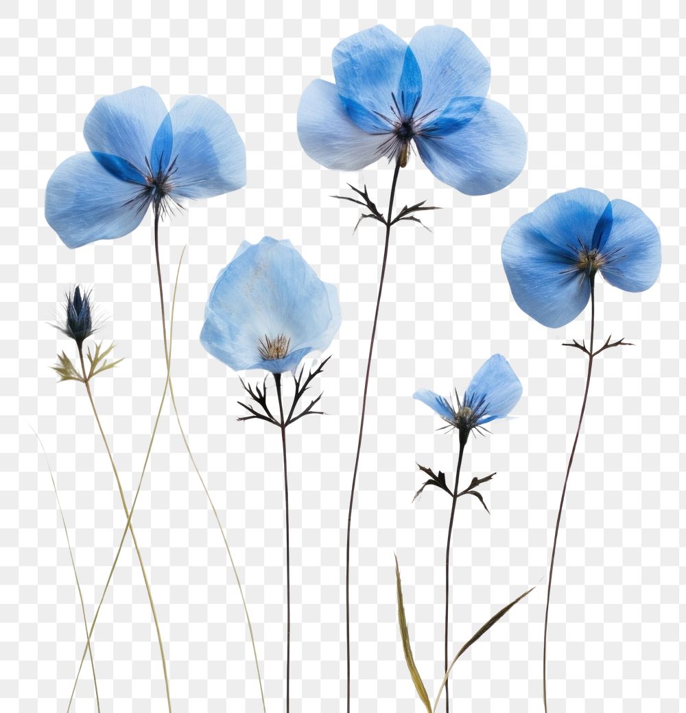 PNG Real Pressed blue flowers petal plant inflorescence