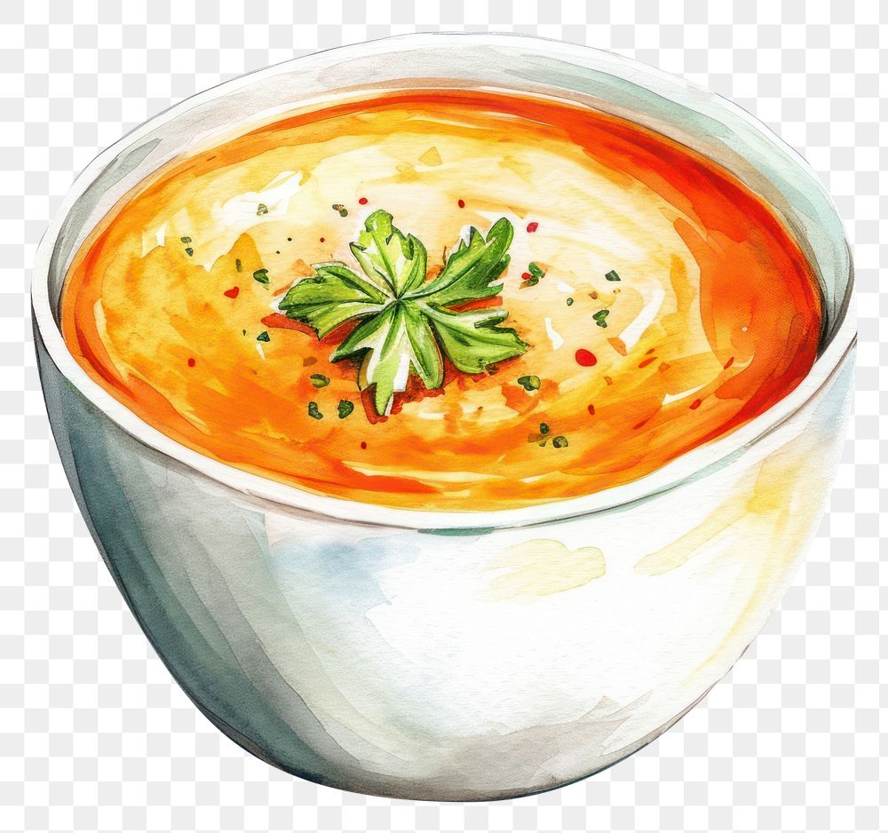 PNG  Pumpkin soup dish spoon food.