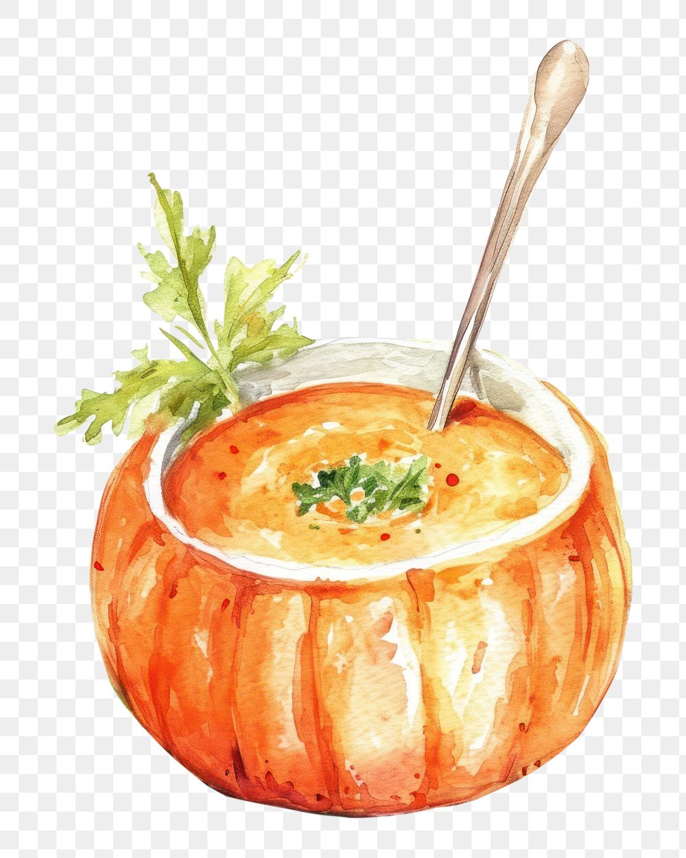 PNG  Pumpkin soup dish vegetable spoon.