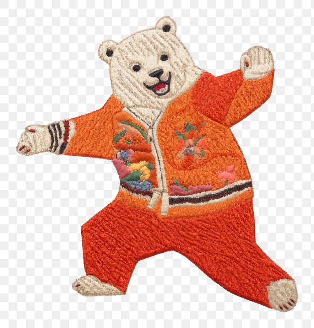PNG Bear dancing quilt embroidery Premium PNG rawpixel