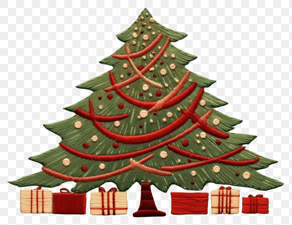 PNG  Christmas tree with gift box pattern art illuminated.