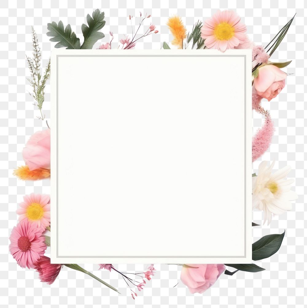 PNG  Flowers pattern plant frame. AI generated Image by rawpixel.