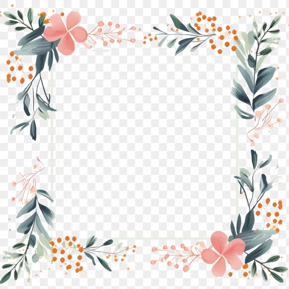 PNG  Flowers pattern backgrounds frame. AI generated Image by rawpixel.